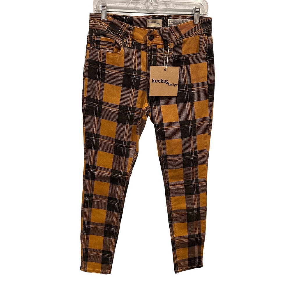 NWT Rocks & Indigo  Plaid‎ Skinny Pants Great with Boots 8